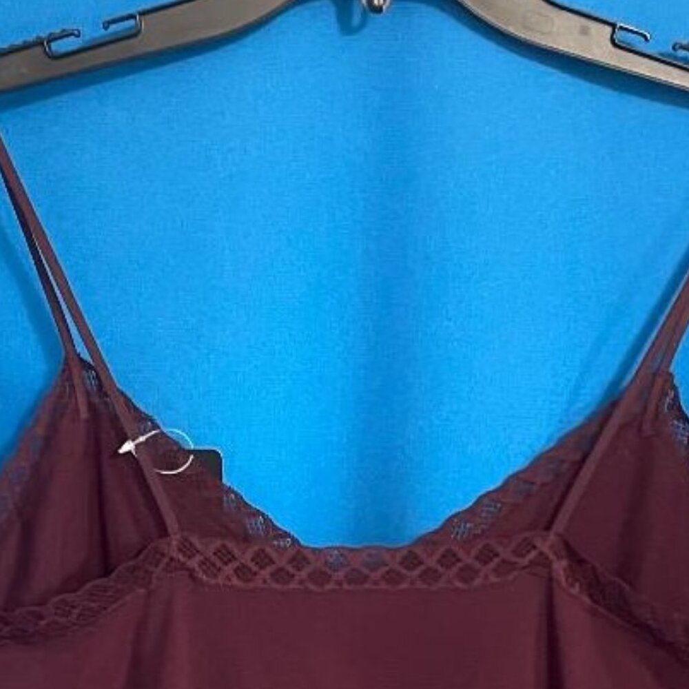 NWT $56 NATORI BLISS LACE TRIM CAMISOLE / CAMI TANK SIZE XL X - LARGE COLOR VINO - Picture 12 of 14